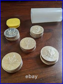 Roll of 25 (2011) Canadian 9999 Silver Maple Leaf Bullion Coins- mint, uncirc