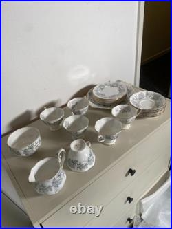 Royal Albert Silver Maple Bone China Tea Set Cups Saucers Plates Jug Bowl 20pc