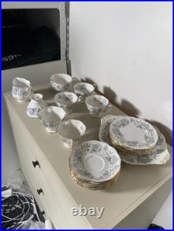 Royal Albert Silver Maple Bone China Tea Set Cups Saucers Plates Jug Bowl 20pc