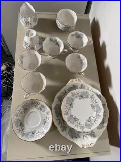 Royal Albert Silver Maple Bone China Tea Set Cups Saucers Plates Jug Bowl 20pc