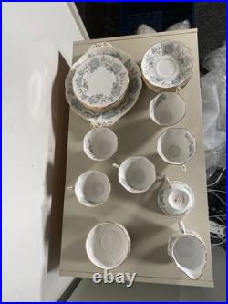 Royal Albert Silver Maple Bone China Tea Set Cups Saucers Plates Jug Bowl 20pc