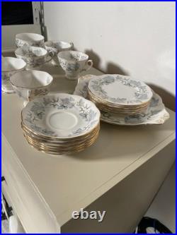 Royal Albert Silver Maple Bone China Tea Set Cups Saucers Plates Jug Bowl 20pc