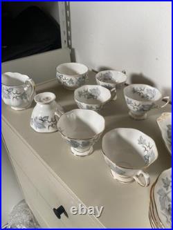 Royal Albert Silver Maple Bone China Tea Set Cups Saucers Plates Jug Bowl 20pc