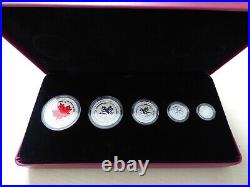 Royal Canadian Mint 2015 Canada Maple Leaf Fine Silver Fractional Proof Set Boxe