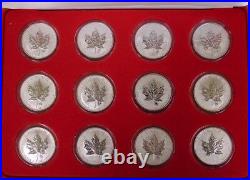 Set of 12-2004 Silver Maple Leaf Coins with Zodiac Privy Marks 1 oz. 9999 Silver