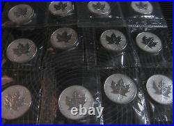 Set of 12-2004 Silver Maple Leaf Coins with Zodiac Privy Marks 1 oz. 9999 Silver