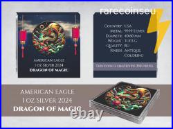 Set of 4 x DRAGON silvercoins 1oz, 2 x Americ. Eagle, 2x Maple Leaf 2024