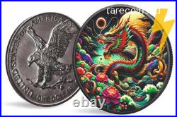 Set of 4 x DRAGON silvercoins 1oz, 2 x Americ. Eagle, 2x Maple Leaf 2024