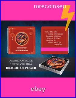 Set of 4 x DRAGON silvercoins 1oz, 2 x Americ. Eagle, 2x Maple Leaf 2024