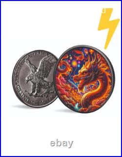 Set of 4 x DRAGON silvercoins 1oz, 2 x Americ. Eagle, 2x Maple Leaf 2024