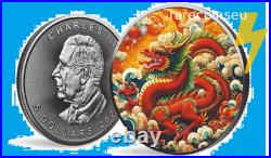 Set of 4 x DRAGON silvercoins 1oz, 2 x Americ. Eagle, 2x Maple Leaf 2024