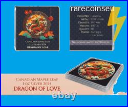 Set of 4 x DRAGON silvercoins 1oz, 2 x Americ. Eagle, 2x Maple Leaf 2024