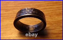 Silver Canada Coin Ring Antique Maple Leaf Design Black Silver Size 12