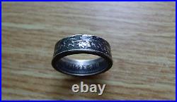 Silver Canada Coin Ring Antique Maple Leaf Design Black Silver Size 12