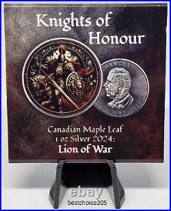 Silver Coin Canada 2024, LION OF WAR Colorized Maple Leaf 1 oz Fine Silver