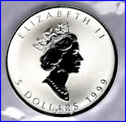 Silver Maple Leaf Coin 1999 Rabbit Privy Mark Canada 1 Oz $5 Rcm Sml Cn Specimen