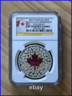 (Slightly Tarnished) 2013 $20 Canada 1 OZ Maple Leaf Impression NGC PF70 UC