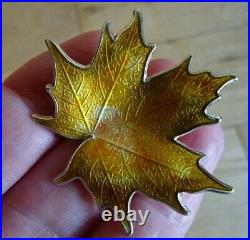 Sterling Silver Enamel Autumn Maple Leaf Brooch Hroar Prydz Norway norwegian x