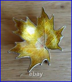 Sterling Silver Enamel Autumn Maple Leaf Brooch Hroar Prydz Norway norwegian x