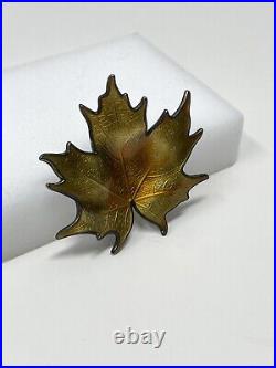 Sterling Silver Norway Fall Maple Leaf Brooch Pin Hroar Prydz signed Xlnt