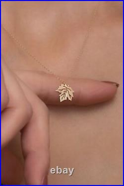 Sterling Silver Tiny Maple Leaf Necklace Unique Wedding Gift Necklace For Her