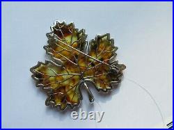 Sterling silver amber brooch/pendant. Maple leaf. Honey colour natural gemstone