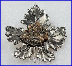 Sylvia Dahl Copper Butterfly On Silver Maple Leaf Scarf Clip 3