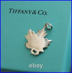 TIFFANY & CO STERLING SILVER MAPLE LEAF CHARM WithORIG BOX POUCH RIBBON & CARD