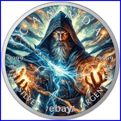 The Wizard Maple Leaf 1 oz Silver Colorized Coin, Only 200pcs, Canada 2025