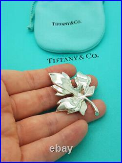 Tiffany & Co. 1985 Sterling Silver Maple Leaf Pin Brooch, Very RARE