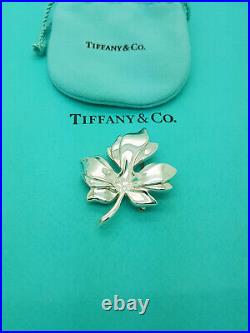 Tiffany & Co. 1985 Sterling Silver Maple Leaf Pin Brooch, Very RARE