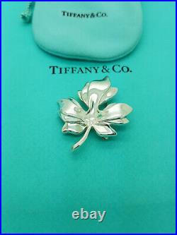 Tiffany & Co. 1985 Sterling Silver Maple Leaf Pin Brooch, Very RARE