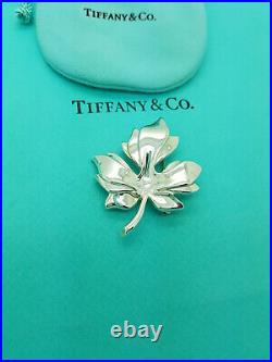 Tiffany & Co. 1985 Sterling Silver Maple Leaf Pin Brooch, Very RARE