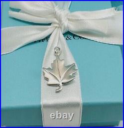 Tiffany & Co. 925 Silver Matte Canadian Maple Leaf Charm / Pendant + Packaging