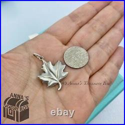 Tiffany & Co. 925 Silver Matte Canadian Maple Leaf Charm Pendant (pouch)