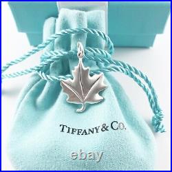 Tiffany & Co Genuine Maple Leaf Charm. Matte Finish, Sterling Silver. Mint