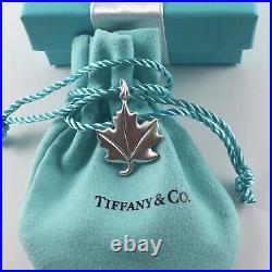 Tiffany & Co Genuine Maple Leaf Charm. Matte Finish, Sterling Silver. Mint