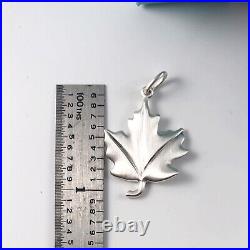 Tiffany & Co Genuine Maple Leaf Charm. Matte Finish, Sterling Silver. Mint