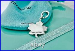 Tiffany & Co Maple Leaf Love Charm Oval Clasp Sterling Silver Gift w Pouch 2157E