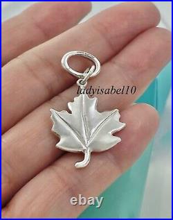 Tiffany & Co Maple Leaf Love Charm Oval Clasp Sterling Silver Gift w Pouch 2157E