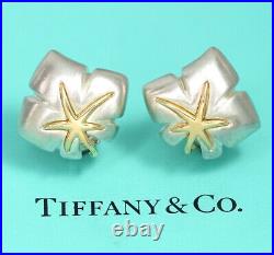 Tiffany & Co. Starfish Maple Leaf Clip-On Earrings Silver 925 & 18k Gold Auth