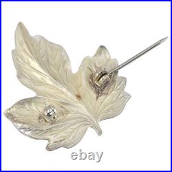 Tiffany Sterling Silver Maple Leaf Brooch 925 S Silver Jewelry 37x32mm