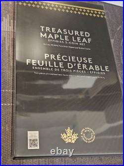 Treasured Maple Leaf Effigies 3-Coin Set Premium Bullion 3x 1Oz 99.99% Silver
