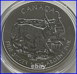 (Two) 2013 Canada 1 oz Pure Silver Coins Wildlife Series Antelope and Maple