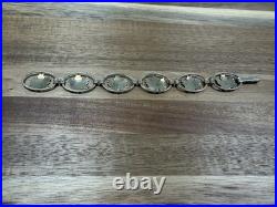 Vintage 925 sterling silver Maple Leaf Link Bracelet 7in Fold Over Clasp L335
