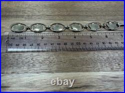 Vintage 925 sterling silver Maple Leaf Link Bracelet 7in Fold Over Clasp L335