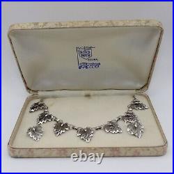 Vintage Bond Boyd sterling silver maple leaf filigree mesh necklace set