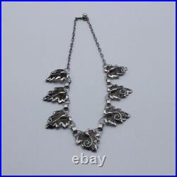 Vintage Bond Boyd sterling silver maple leaf filigree mesh necklace set