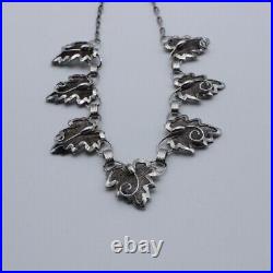 Vintage Bond Boyd sterling silver maple leaf filigree mesh necklace set