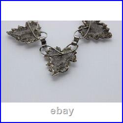 Vintage Bond Boyd sterling silver maple leaf filigree mesh necklace set